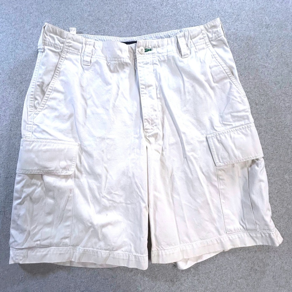 Tommy Hilfiger Cargo Shorts Mens 32 White Good Cotton Cinch Utility Relaxed Fit